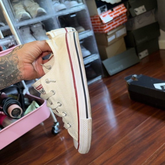 Converse Kids Cream Sneakers with Red Accents - Picture 10 of 16